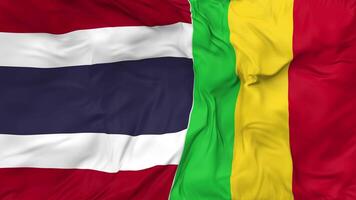 Thailand and Mali Flags Together Seamless Looping Background, Looped Cloth Waving Slow Motion, 3D Rendering video