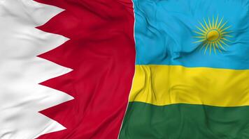 Bahrain and Rwanda Flags Together Seamless Looping Background, Looped Cloth Waving Slow Motion, 3D Rendering video