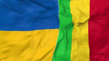 Ukraine and Mali Flags Together Seamless Looping Background, Looped Cloth Waving Slow Motion, 3D Rendering video