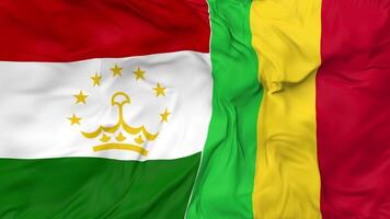 Tajikistan and Mali Flags Together Seamless Looping Background, Looped Cloth Waving Slow Motion, 3D Rendering video