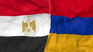 Egypt and Armenia Flags Together Seamless Looping Background, Looped Bump Texture Cloth Waving Slow Motion, 3D Rendering video