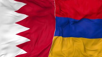 Bahrain and Armenia Flags Together Seamless Looping Background, Looped Bump Texture Cloth Waving Slow Motion, 3D Rendering video