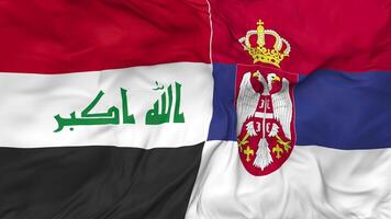 Iraq e Serbia bandiere insieme senza soluzione di continuità looping sfondo, loop urto struttura stoffa agitando lento movimento, 3d interpretazione video