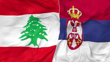 Lebanon and Serbia Flags Together Seamless Looping Background, Looped Bump Texture Cloth Waving Slow Motion, 3D Rendering video