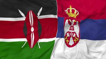Kenya and Serbia Flags Together Seamless Looping Background, Looped Bump Texture Cloth Waving Slow Motion, 3D Rendering video