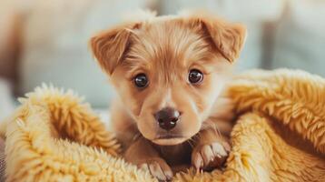 AI generated a variety of adorable puppies, capturing their playful expressions, innocent charm, and irresistible cuteness. photo