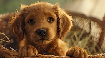 AI generated a variety of adorable puppies, capturing their playful expressions, innocent charm, and irresistible cuteness. photo