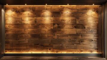 AI generated a carpentry wall surface structure design, enhanced by a glossy finish that accentuates the natural beauty and texture of the wood, creating a stunning visual focal point in any interior photo
