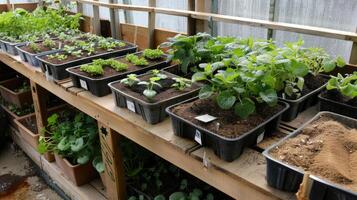 AI generated vegetable seeds with a mix of coco coir, peat, and perlite, showcasing the essential components of a healthy and fertile growing medium in a gardening setting. photo