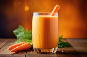 AI generated detoxifying smoothie, diet smoothie for weight loss, Healthy carrot smoothie, organic products, healthy food, fresh vegetables photo