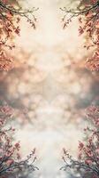 AI generated Easter vertical symmetry background with branches photo