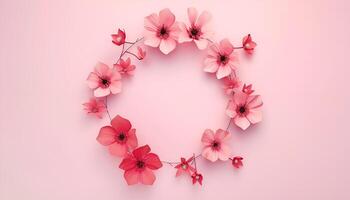 AI generated flowers circular wreath photo