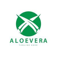 áloe vera logo cosmético diseño sencillo verde planta salud símbolo vector ilustración