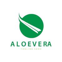 áloe vera logo cosmético diseño sencillo verde planta salud símbolo vector ilustración