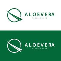 áloe vera logo cosmético diseño sencillo verde planta salud símbolo vector ilustración