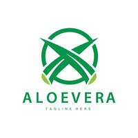 áloe vera logo cosmético diseño sencillo verde planta salud símbolo vector ilustración