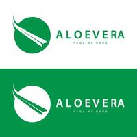 áloe vera logo cosmético diseño sencillo verde planta salud símbolo vector ilustración