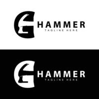 hammer logo design repair service template vintage symbol illustration silhouette repair tool vector