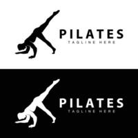 Pilates logo vector body poses gymnastics exercise yoga calm down template illustration