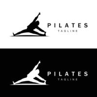 Pilates logo vector body poses gymnastics exercise yoga calm down template illustration