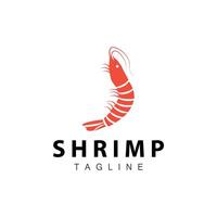 Simple shrimp logo design vector seafood sushi restaurant prawns template illustration