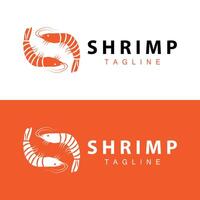 Simple shrimp logo design vector seafood sushi restaurant prawns template illustration