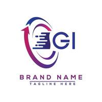 GI letter logo design. Vector logo design for business.