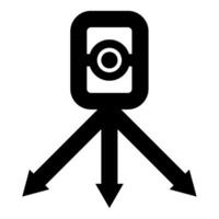 Theodolite survey equipment for measurements on tripod geodetic device tacheometer research level instrument geodesy tool icon black color vector illustration image flat style