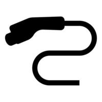 eléctrico coche cargador cargando enchufe ev icono negro color vector ilustración imagen plano estilo