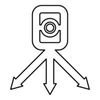 Theodolite survey equipment for measurements on tripod geodetic device tacheometer research level instrument geodesy tool contour outline line icon black color vector illustration image thin flat