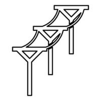 Power line electric pole electric power transmission concept high voltage wire row of pillars with cable contour outline line icon black color vector illustration image thin flat style