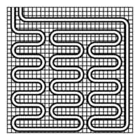 Electric floor heating warm heated contour outline line icon black color vector illustration image thin flat style