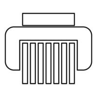 Paper shredder confidential paper grinder document office tools contour outline line icon black color vector illustration image thin flat style