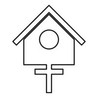 Bird box starling house birdhouse nesting contour outline line icon black color vector illustration image thin flat style