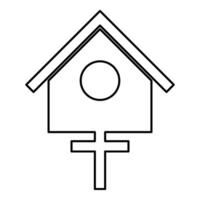 Bird box starling house birdhouse nesting contour outline line icon black color vector illustration image thin flat style