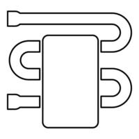 Heated towel rail with towel dryer bathroom equipment contour outline line icon black color vector illustration image thin flat style