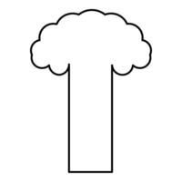 Nuclear explosion burst mushroom explosive destruction contour outline line icon black color vector illustration image thin flat style