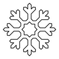 Snowflake contour outline line icon black color vector illustration image thin flat style