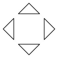 Four arrows pointing from the center symbol location contour outline line icon black color vector illustration image thin flat style
