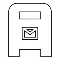 Post box mail postal letterbox mailbox contour outline line icon black color vector illustration image thin flat style