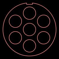 Neon grate for meat grinder plate mincer device for growing shallow of meat lattice sieve red color vector illustration image flat style