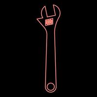 Neon monkey wrench adjustable spanner divorce key red color vector illustration image flat style