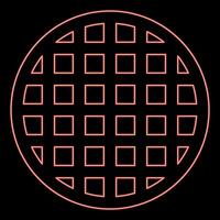 Neon grating grate lattice trellis net mesh BBQ grill grilling surface round shape red color vector illustration image flat style