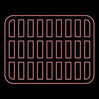 Neon grating grate lattice trellis net mesh BBQ grill grilling surface rectangle shape roundness red color vector illustration image flat style