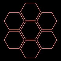 Neon hexagonal technology concept hexagon six items bee sota geometry six sided polygon red color vector illustration image flat style