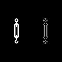 Turnbuckle tensioning wire concept hardware set icon white color vector illustration image solid fill outline contour line thin flat style