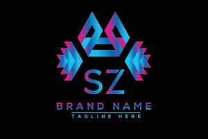 SZ letter logo design. Vector logo design for business.