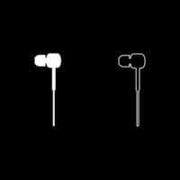 Vacuum headphones wired set icon white color vector illustration image solid fill outline contour line thin flat style