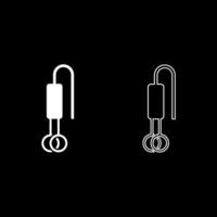 Electric immersion heater for water set icon white color vector illustration image solid fill outline contour line thin flat style
