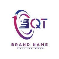 QT letter logo design. Vector logo design for business.